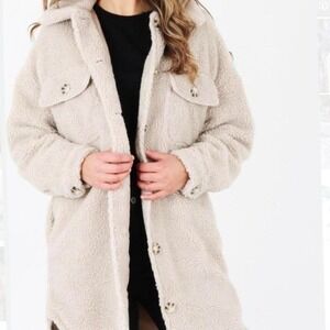Jacqueline de YONG tan Sherpa teddy oversized coat jacket